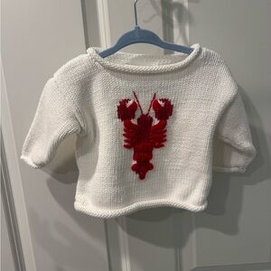 White Kids Sweater with Red Lobster Design